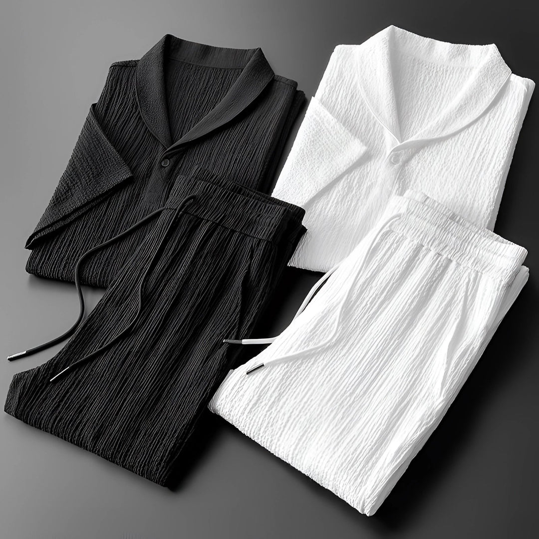 Herren Pyjama Set Baumwolle Designer Schwarz-Weiß