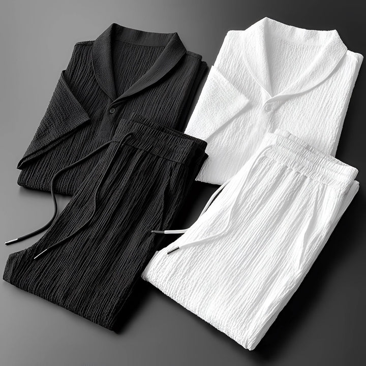 Herren Pyjama Set Baumwolle Designer Schwarz-Weiß