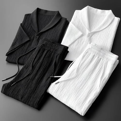 Herren Pyjama Set Baumwolle Designer Schwarz-Weiß