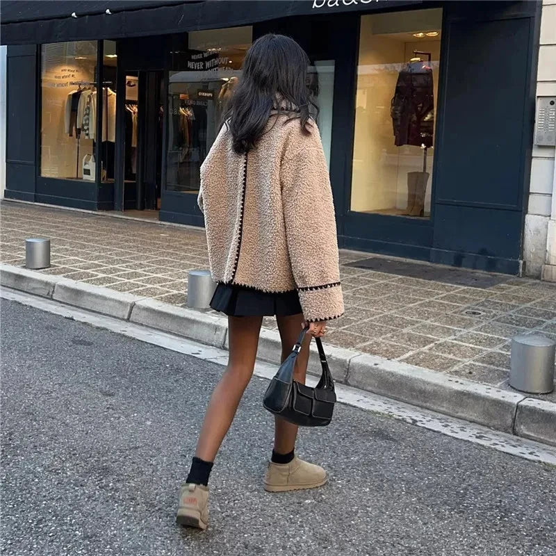 Drune | Fleece Jacke Beige Übergröße Jacke Damenjacke