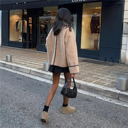 Drune | Fleece Jacke Beige Übergröße Jacke Damenjacke