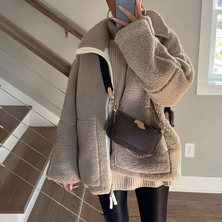 Drune | Fleece Jacke Pelz Übergröße Jacke Damen Winterjacke