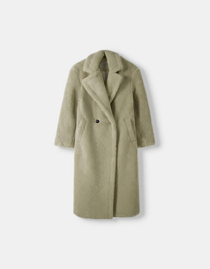 Drune | Damen Teddyjacke mit Reverskragen im langen Modell