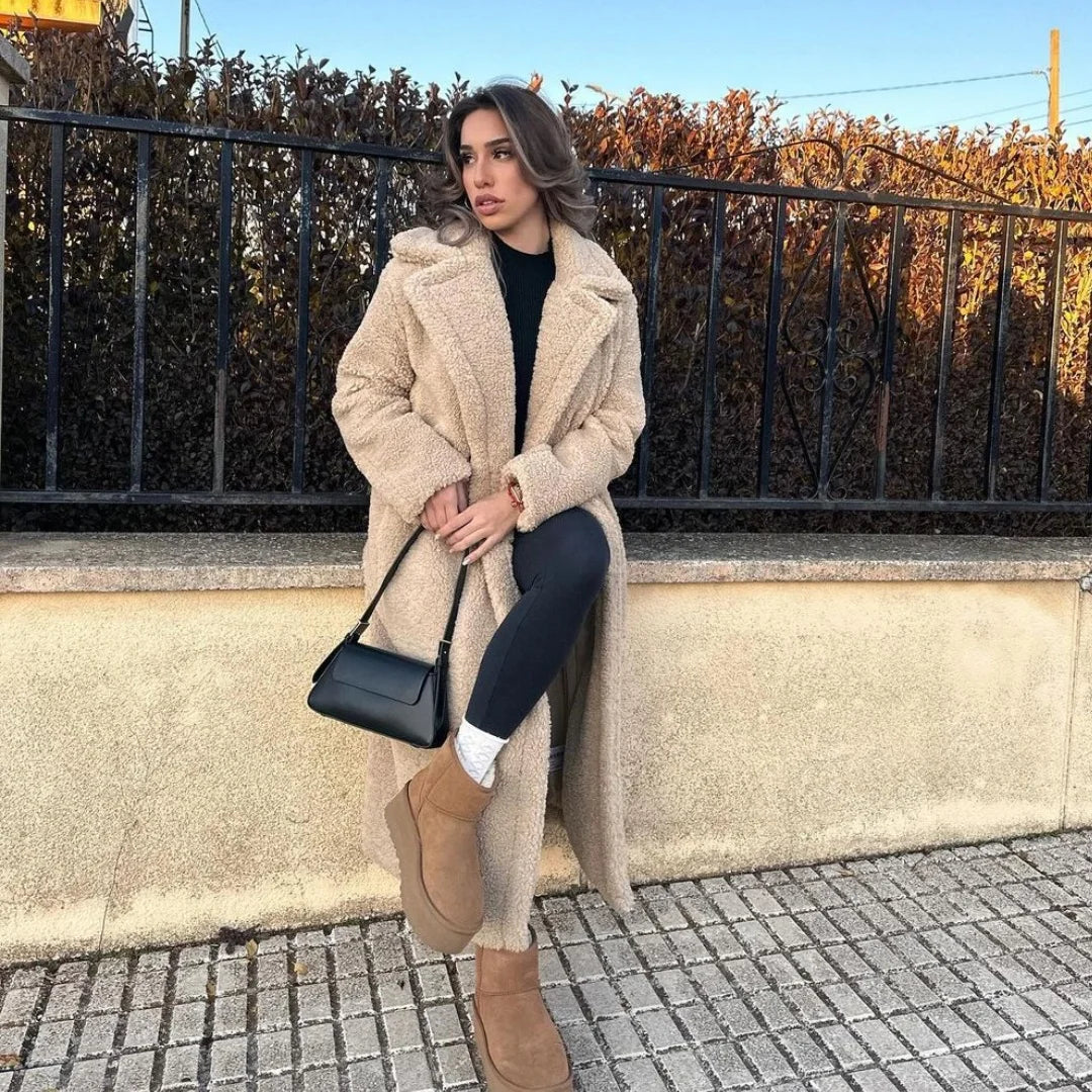 Drune | Doppelreiher Pelz Winterjacke Lange Überjacke Frauen