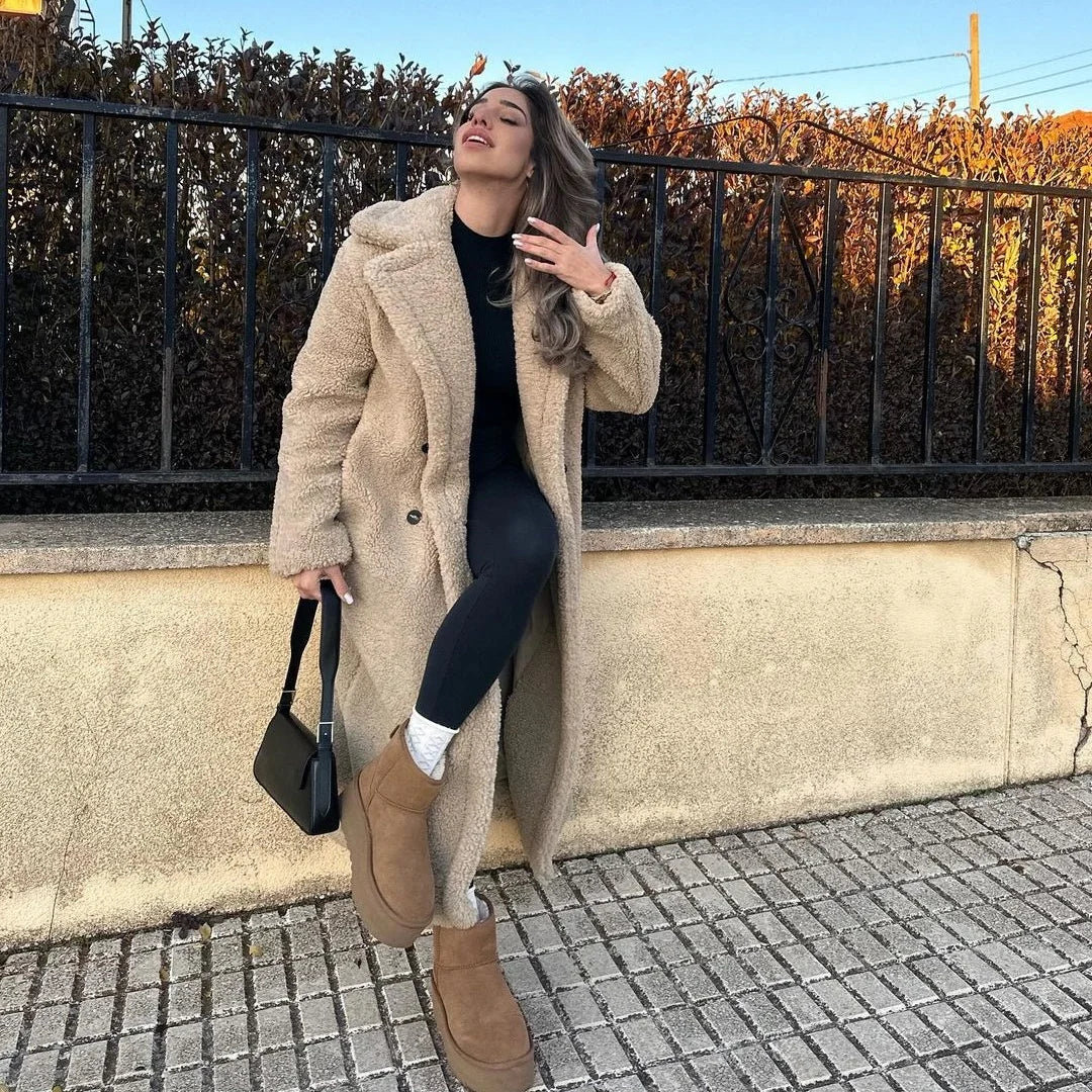Drune | Doppelreiher Pelz Winterjacke Lange Überjacke Frauen