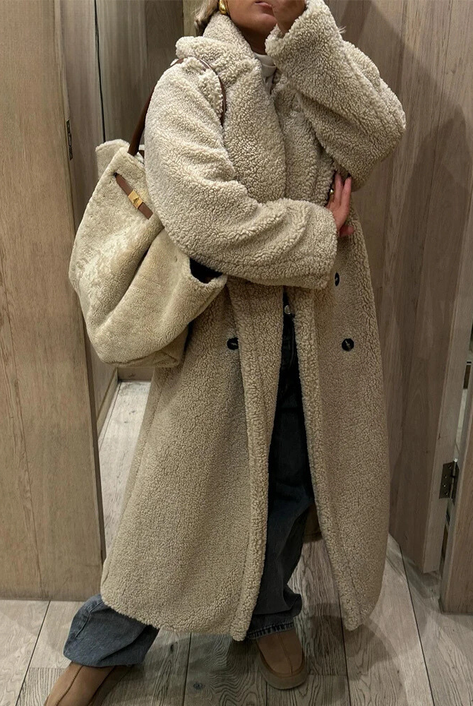 Drune | Doppelreiher Pelz Winterjacke Lange Überjacke Frauen