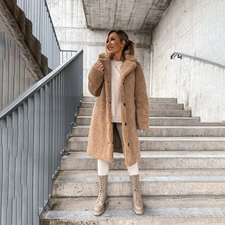 Drune | Lang Einfach Brüstig Faux Fur Jacke Frauen Winterjacke