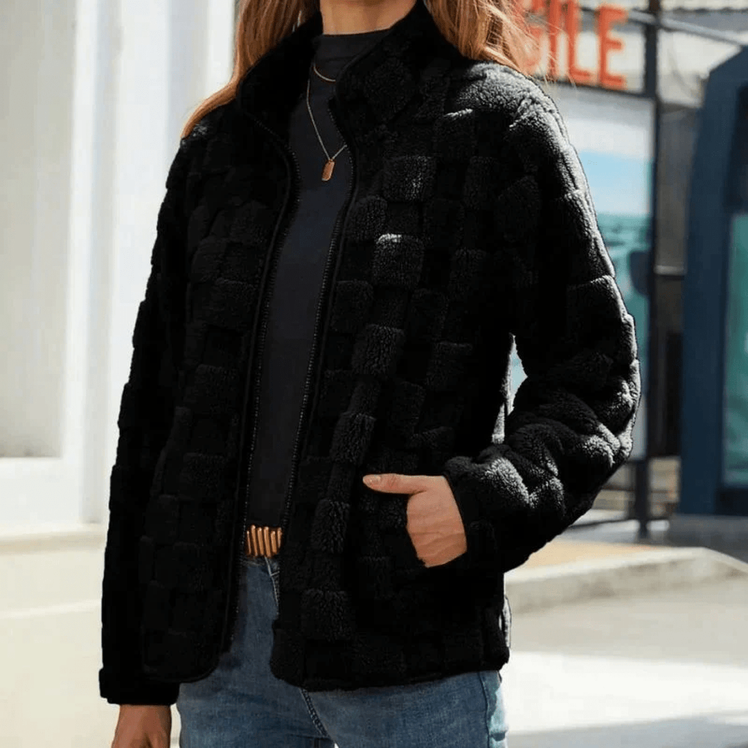 Drune | Strukturierte Fleecejacke mit Stehkragen Für Frauen