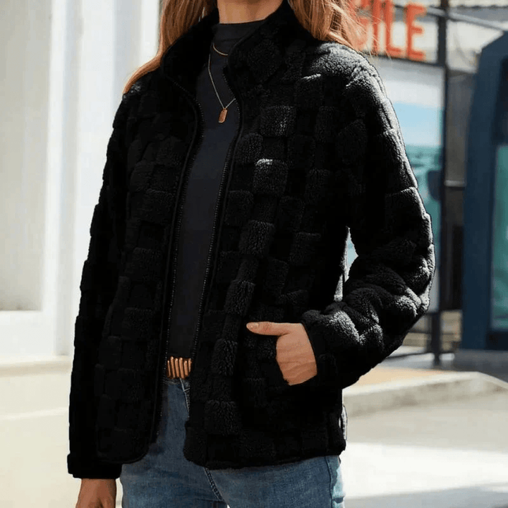 Drune | Strukturierte Fleecejacke mit Stehkragen Für Frauen