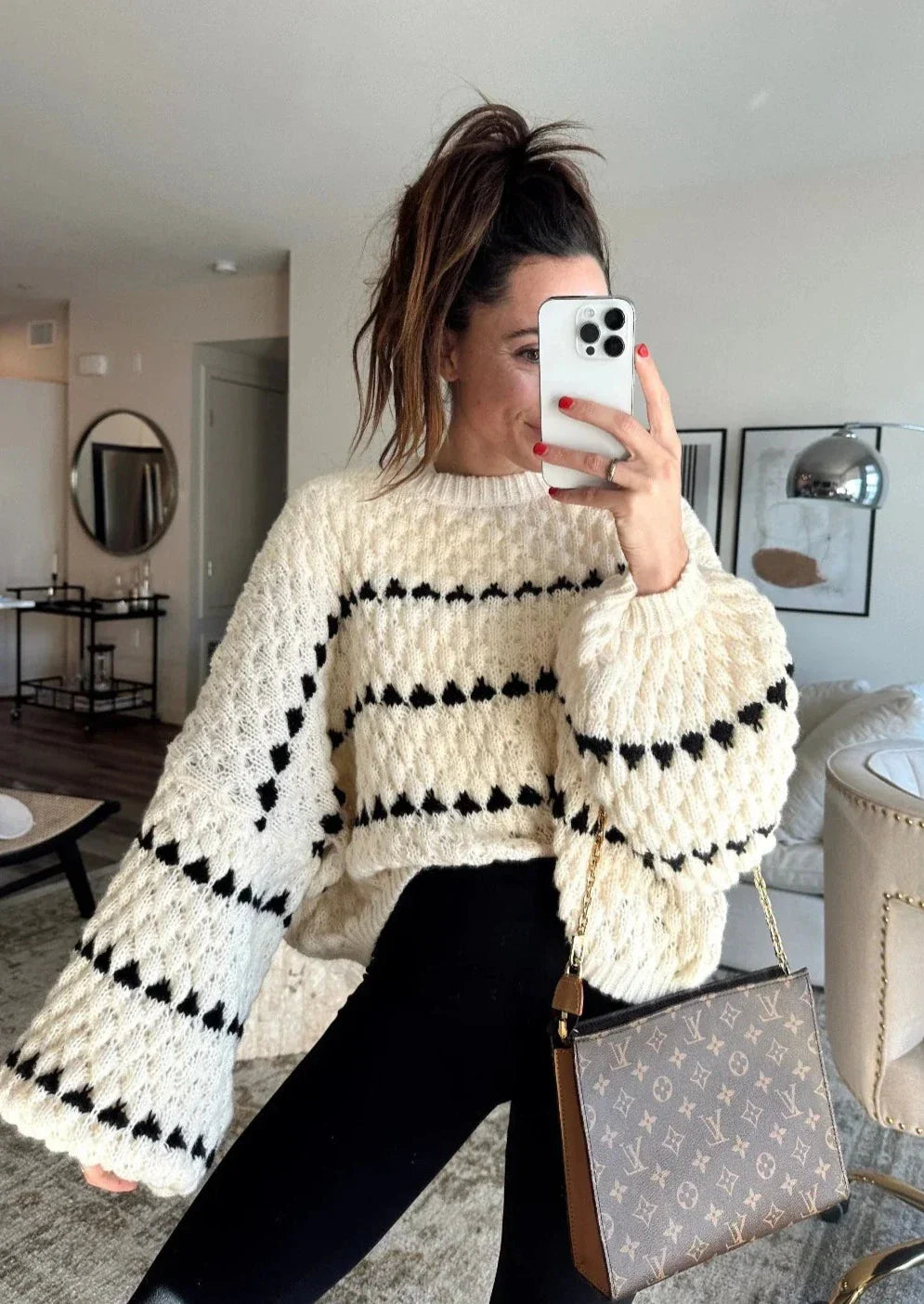 Drune | Kräftiger Strickpullover Kontrastierendes Design Warm und Zeitgemäß