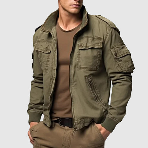 Drune | Bomberjacke Strukturierte Passform Baumwollmischung Rippkanten Mehrfachtaschen Design