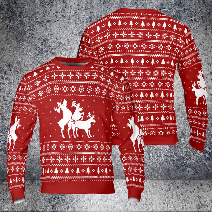 Drune | Drei Freche Rehe Hässlicher Weihnachtspullover - HYPERFAVOR