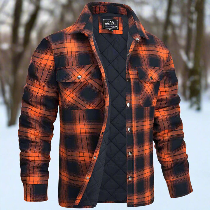 Drune | Shirtjacke Steppflanell Karomuster Druckknöpfe Brusttaschen
