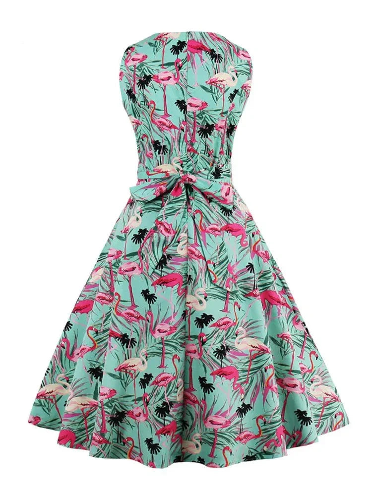 Drune | Retro-Kleid mit Flamingodruck