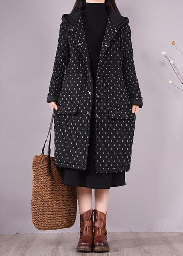 Drune | Passform Mäntel Schwarze Kapuze Taschen Lässiges Outfit