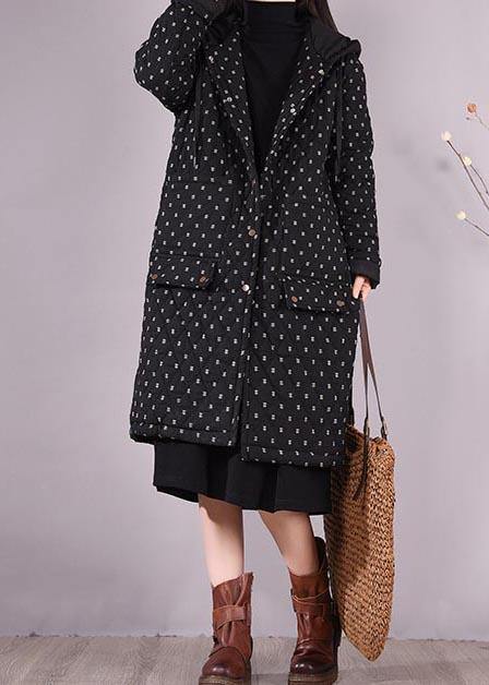 Drune | Passform Mäntel Schwarze Kapuze Taschen Lässiges Outfit