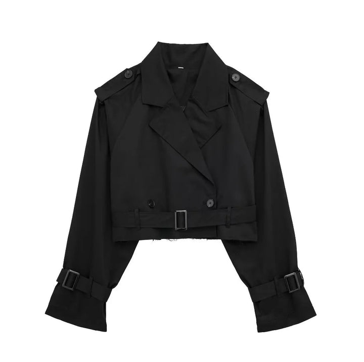 Drune | Kurze Jacke mit Doppelter Brust und Gurt für Damen