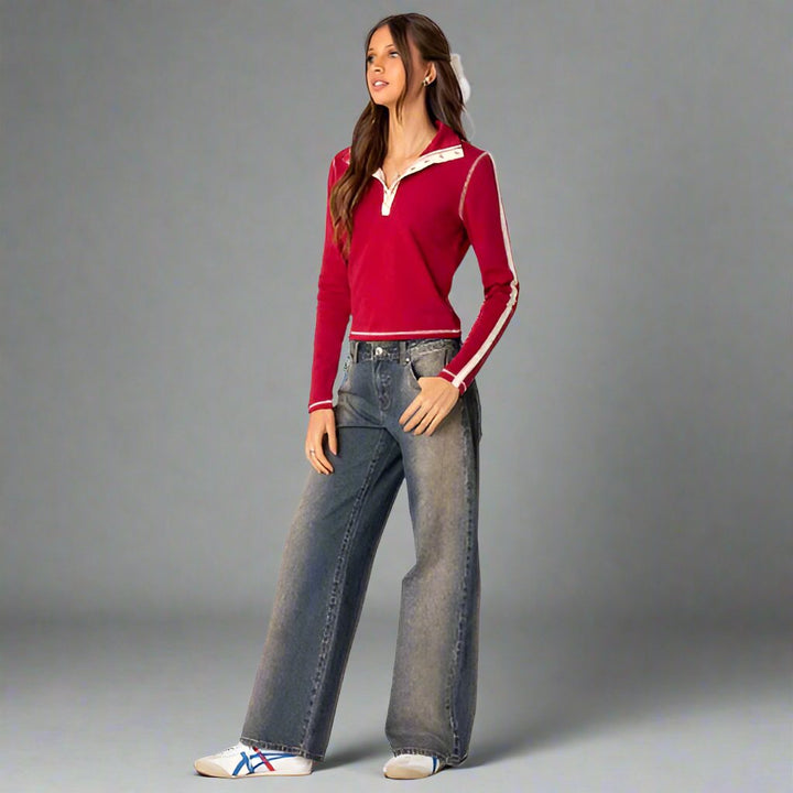 Drune | trendige Low-Rise-Jeans aus Stretch-Denim für Damen