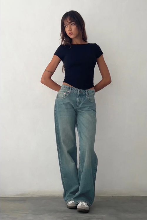 Drune | trendige Low-Rise-Jeans aus Stretch-Denim für Damen