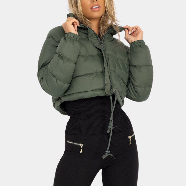 Drune | Damen Trendy Pufferjacke In Kurzem Modell mit Hohem Kragen