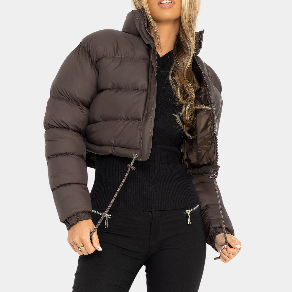 Drune | Damen Trendy Pufferjacke In Kurzem Modell mit Hohem Kragen