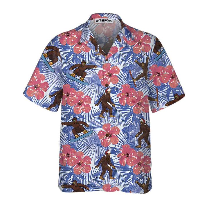 Drune | Tropisches Weihnachten Bigfoot Hawaiian Shirt, Lustiges Weihnachten Bigfoot Shirt, Geschenk Für Weihnachten