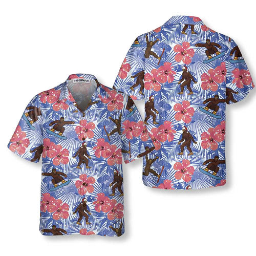 Drune | Tropisches Weihnachten Bigfoot Hawaiian Shirt, Lustiges Weihnachten Bigfoot Shirt, Geschenk Für Weihnachten