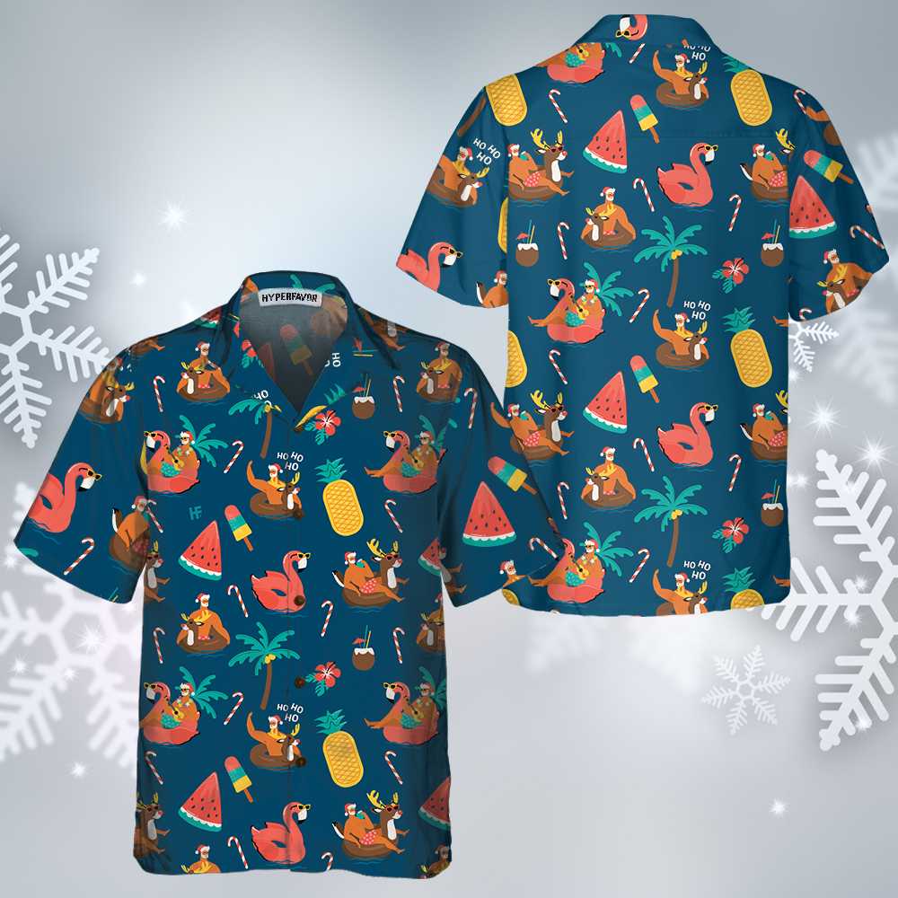 Drune | Tropisches Heißes Weihnachts-Hawaiianhemd, Lustiges Weihnachtshemd, Geschenk Für Weihnachten