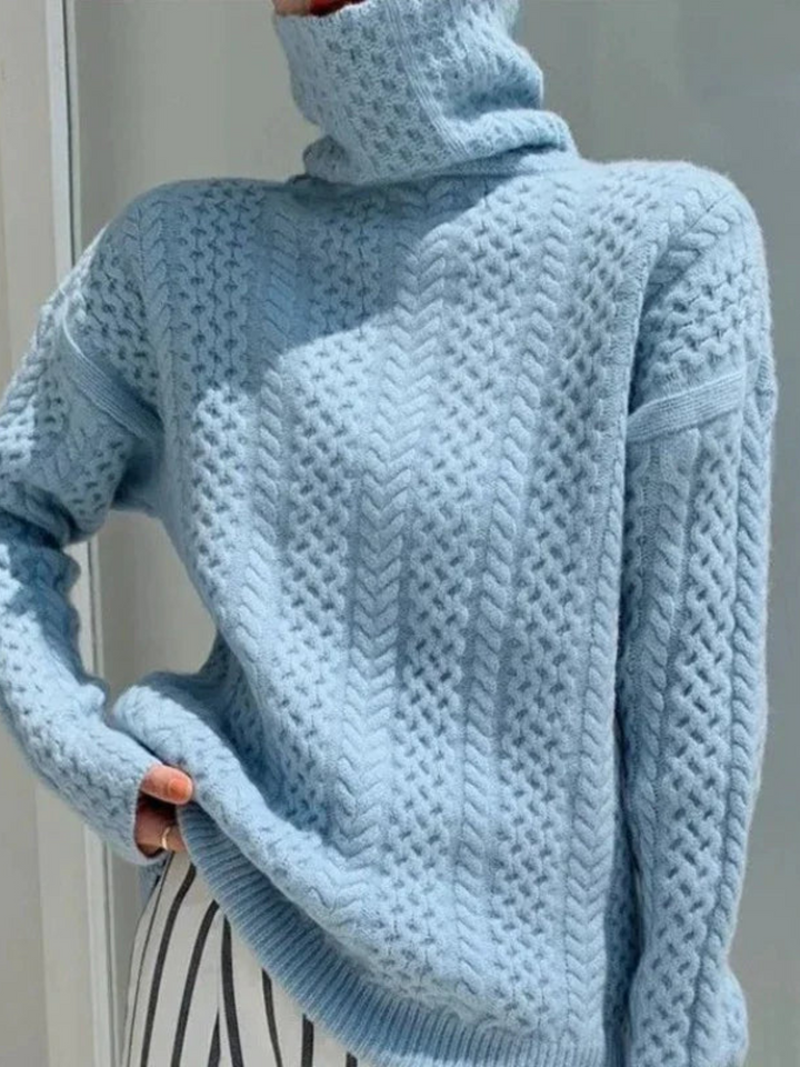 Drune | Rollkragenpullover für Damen - Kabelstrick, lockere Passform