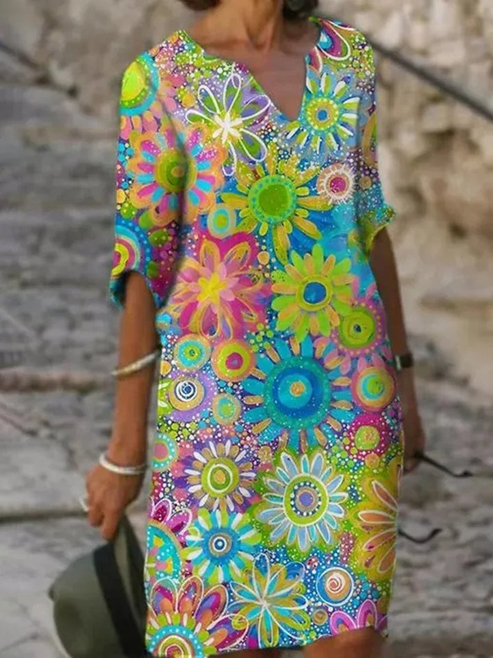 Drune | Midi-Kleid mit V-Ausschnitt und Blumenmuster