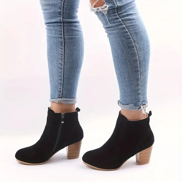 Drune | Damen Blockabsatz Stiefeletten mit Seitlichem Reißverschluss