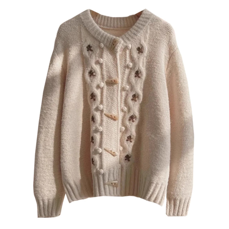 Drune | Strick Strickjacke mit Blumenmuster