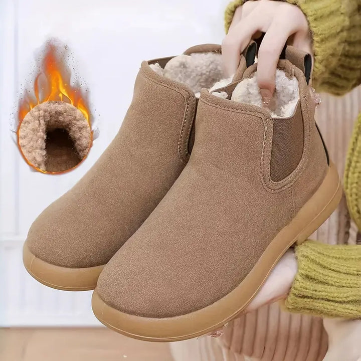 Drune | Damen Samtgefütterte Winterstiefel – Stylisch, Rutschfest, Warme Flache Schuhe