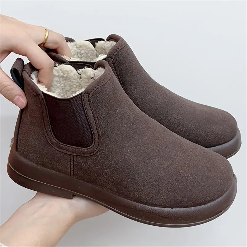 Drune | Damen Samtgefütterte Winterstiefel – Stylisch, Rutschfest, Warme Flache Schuhe
