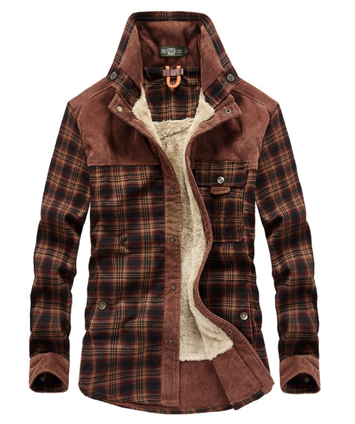 Drune | Warme Flanell-Winterjacke für Herren mit Stehkragen
