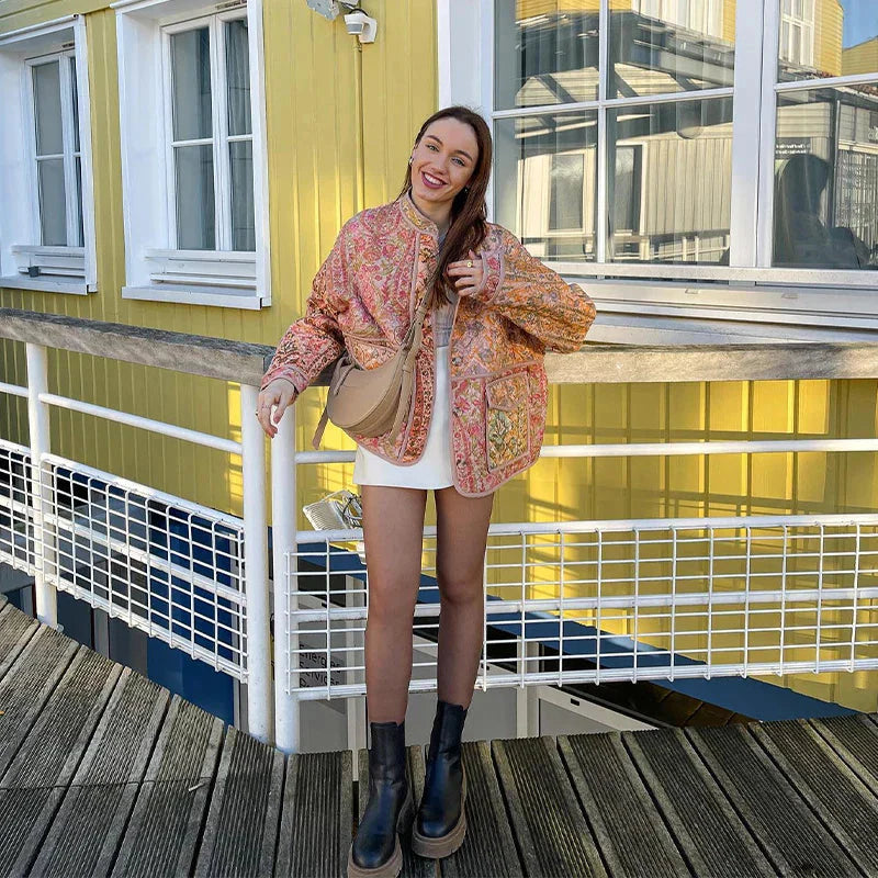 Drune | Übergroße Jacke Boho Style Offen Front Tweed Jacke Damen Jacke