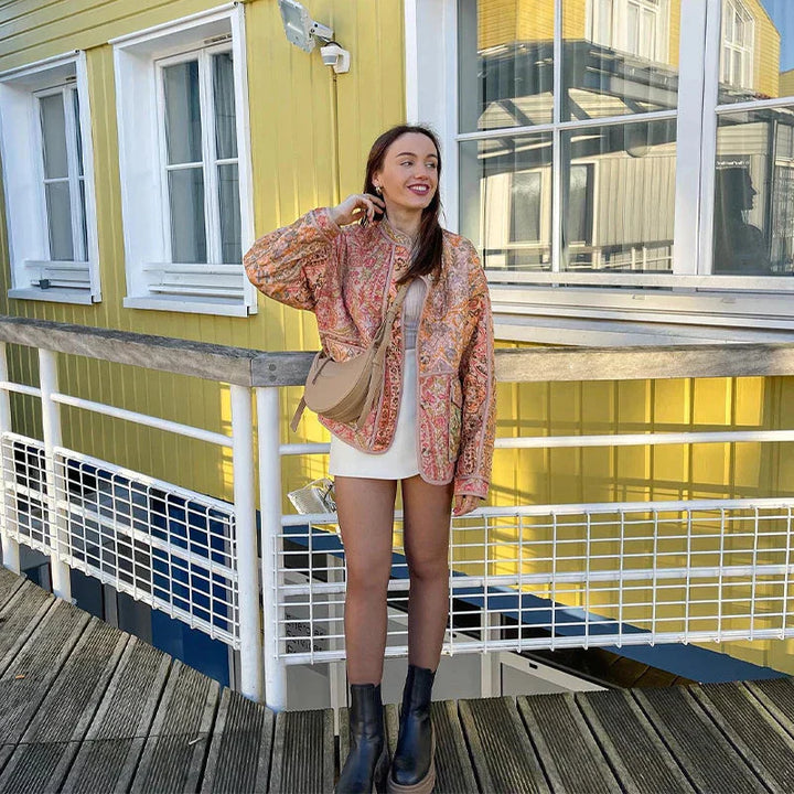 Drune | Übergroße Jacke Boho Style Offen Front Tweed Jacke Damen Jacke