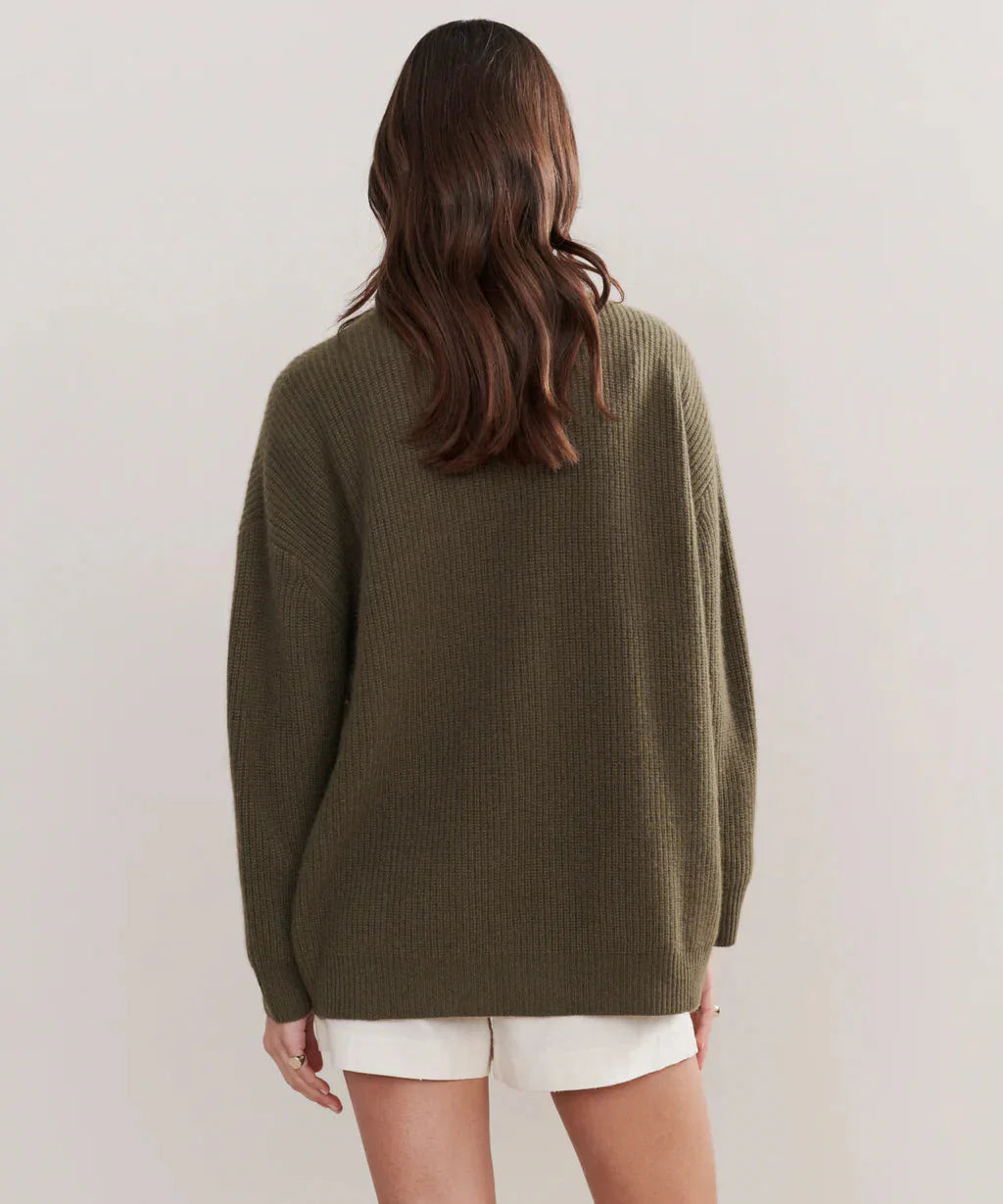 Drune | Übergroße Strickjacke Damen Strickjacke aus Kaschmir mit V Ausschnitt und Knöpfen