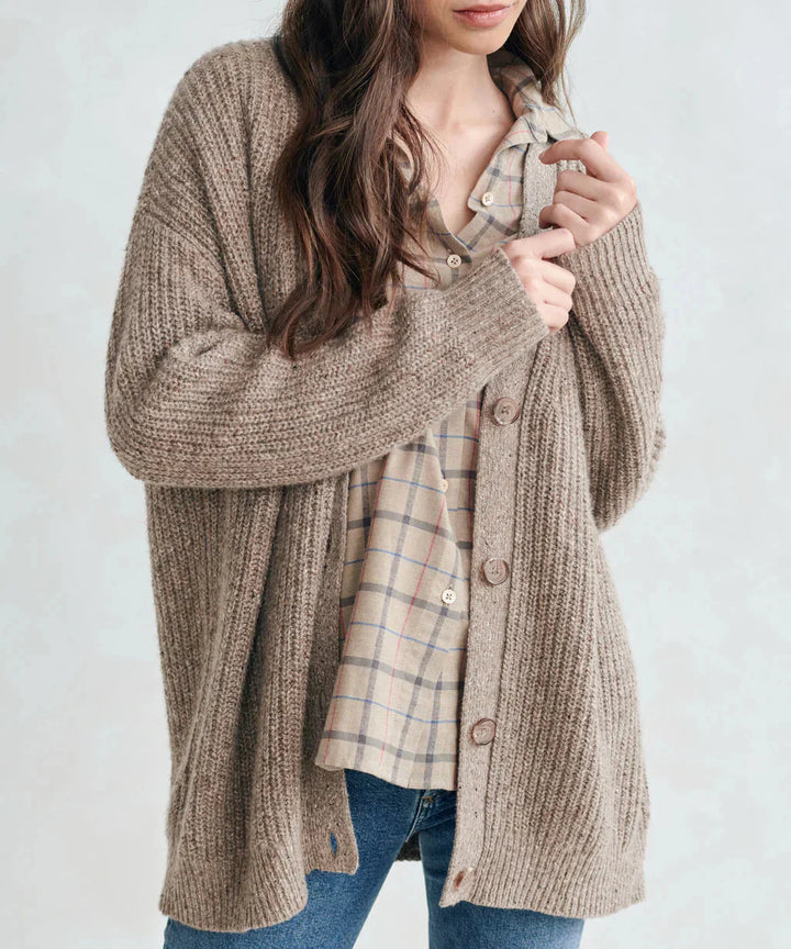 Drune | Übergroße Strickjacke Damen Strickjacke aus Kaschmir mit V Ausschnitt und Knöpfen