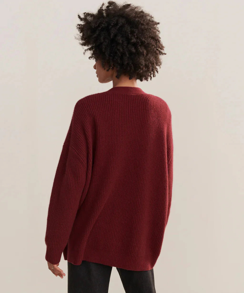 Drune | Übergroße Strickjacke Damen Strickjacke aus Kaschmir mit V Ausschnitt und Knöpfen