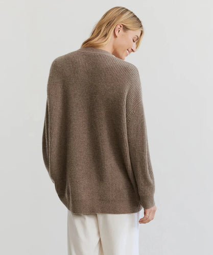 Drune | Übergroße Strickjacke Damen Strickjacke aus Kaschmir mit V Ausschnitt und Knöpfen