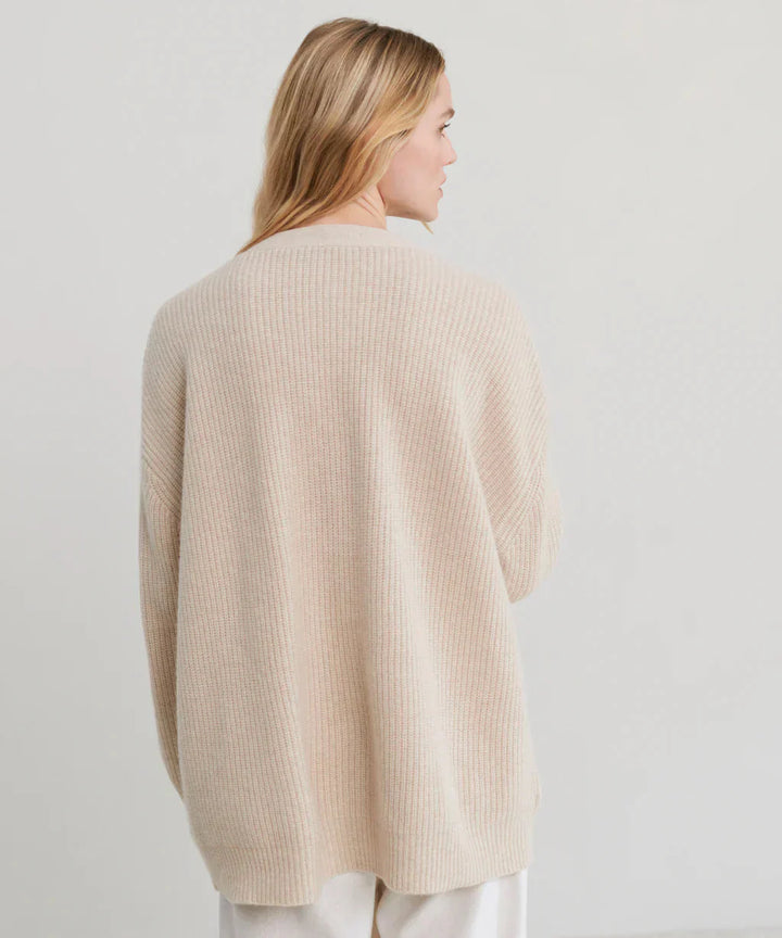 Drune | Übergroße Strickjacke Damen Strickjacke aus Kaschmir mit V Ausschnitt und Knöpfen