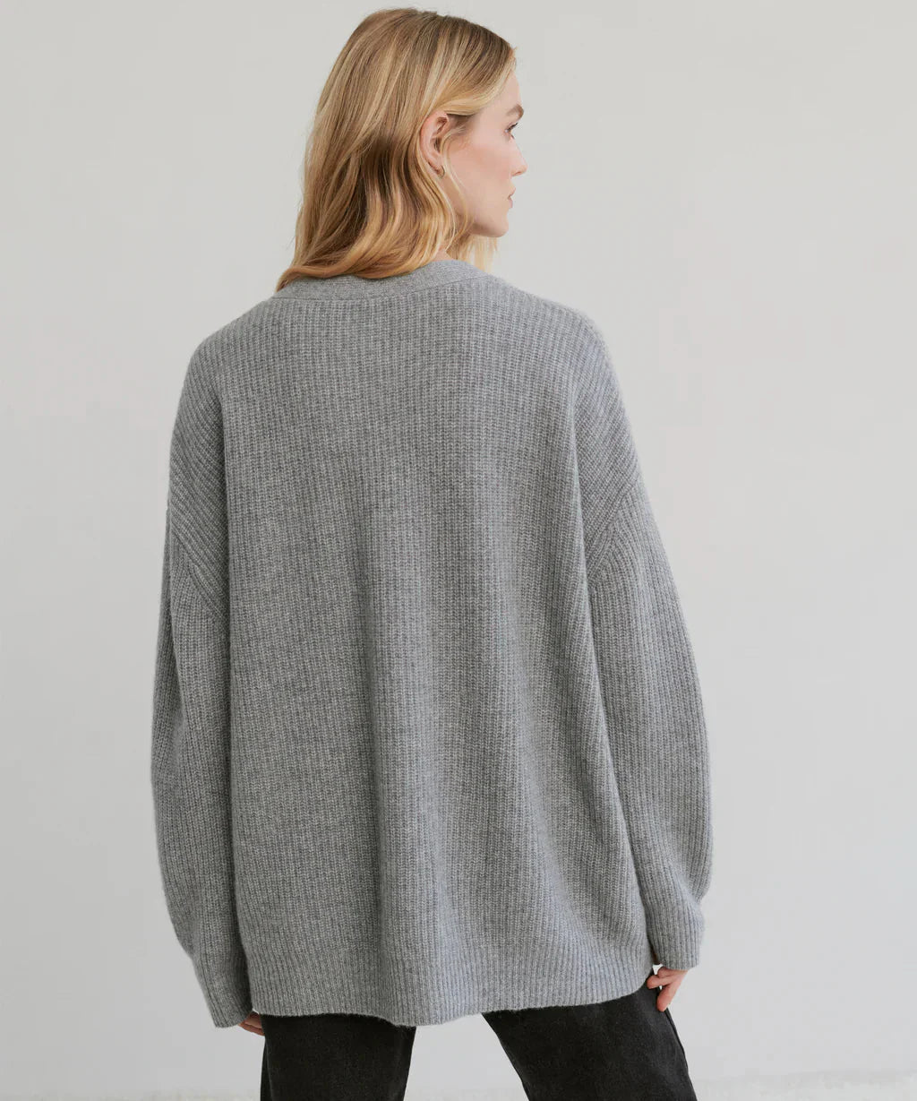 Drune | Übergroße Strickjacke Damen Strickjacke aus Kaschmir mit V Ausschnitt und Knöpfen