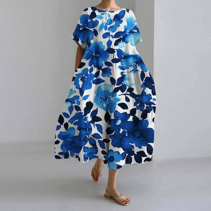 Drune | Übergroßes Kleid Lockere Passform Kurze Ärmel Sommerkleid Lange Kleider
