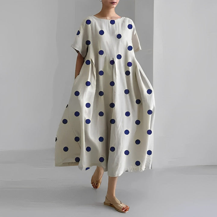 Drune | Übergroßes Kleid Lockere Passform Kurze Ärmel Sommerkleid Lange Kleider
