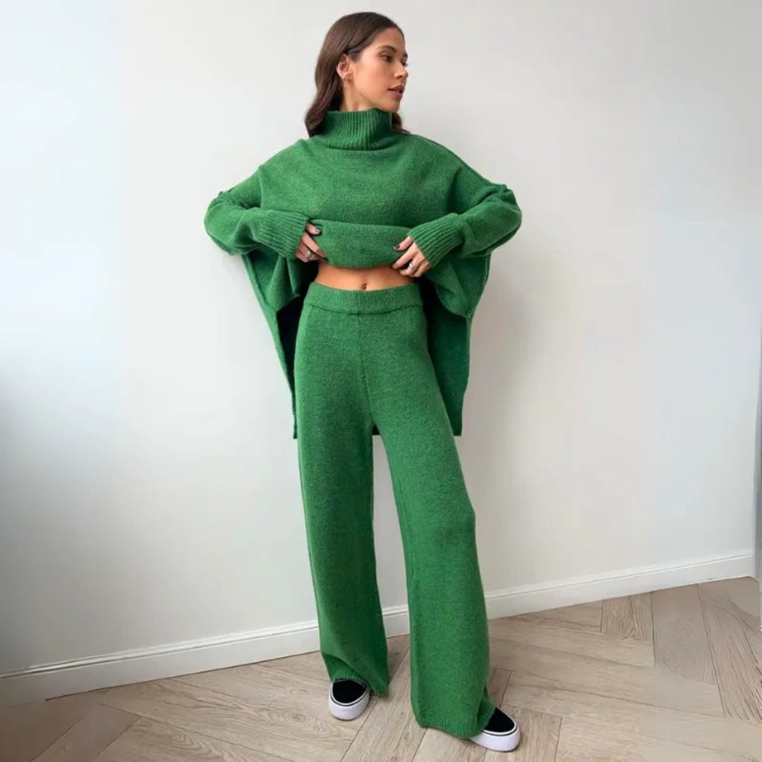 Drune | Übergröße Lounge-Set mit Rollkragenpullover und weiten Hosen