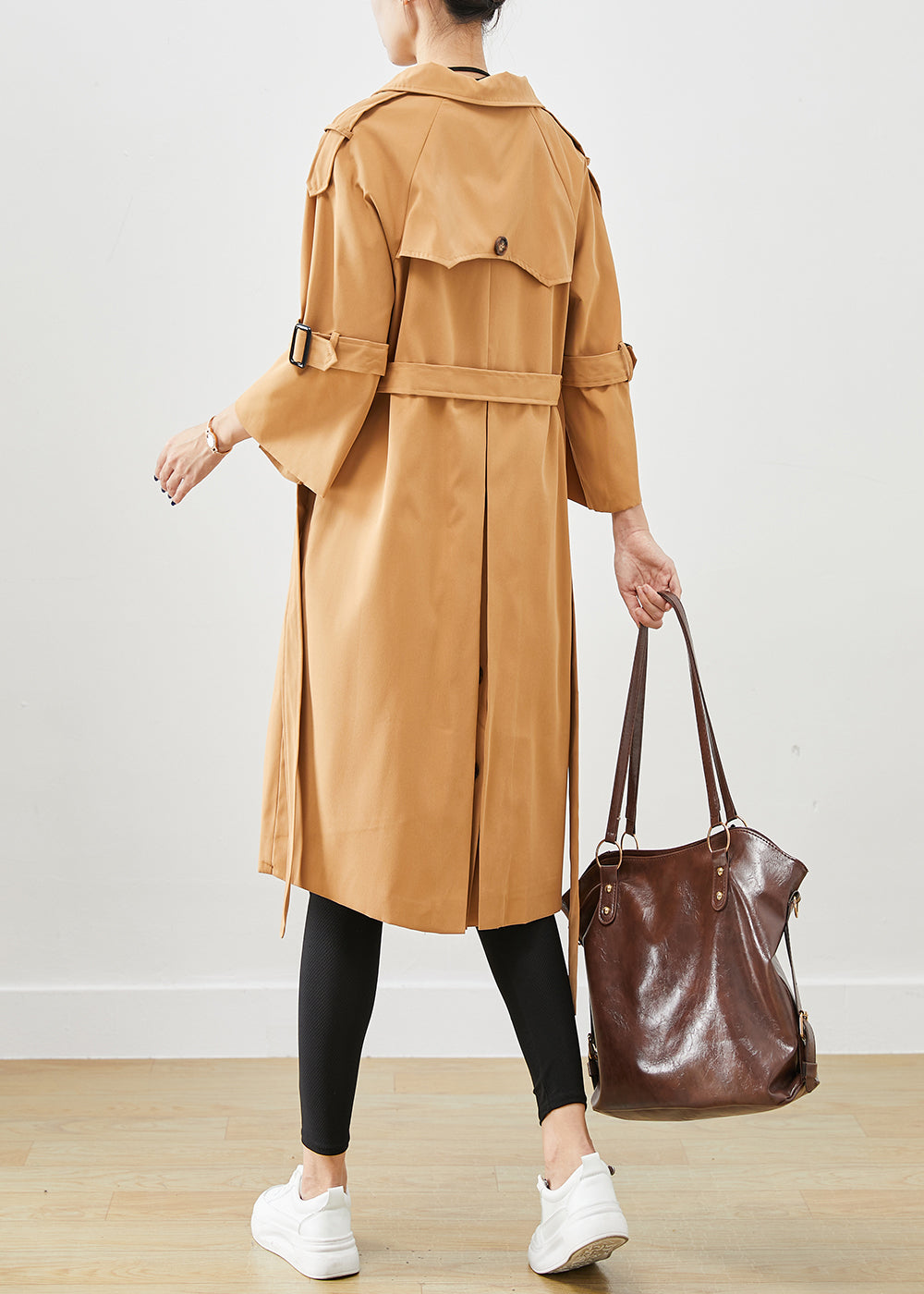 Drune | Khaki Notched Doppelreihige Slim Fit Baumwoll-Trenchcoats