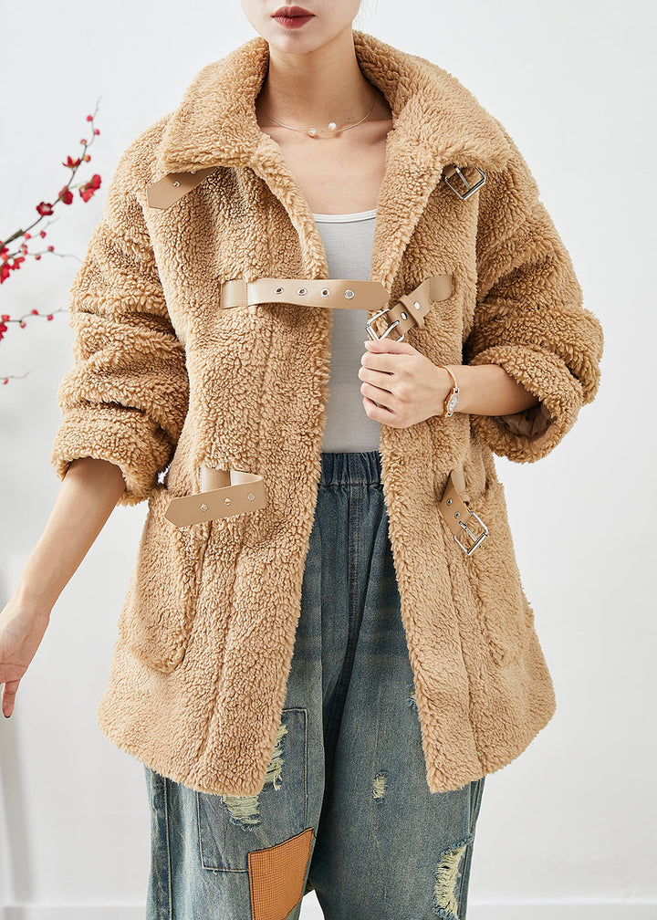 Drune | Khaki Peter Pan Kragen Taschen Kunstfell Teddy Mäntel Winter
