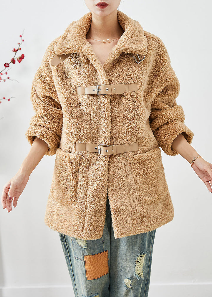 Drune | Khaki Peter Pan Kragen Taschen Kunstfell Teddy Mäntel Winter
