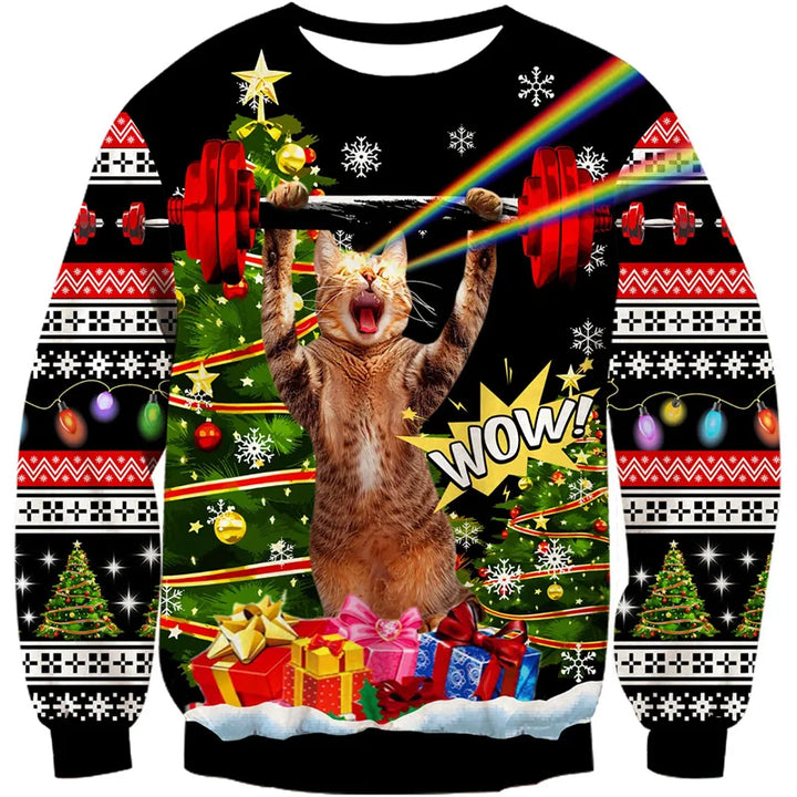 Drune | Unisex Sweatshirt - Bequemes 3D Katze & Hund Design für Tierliebhaber